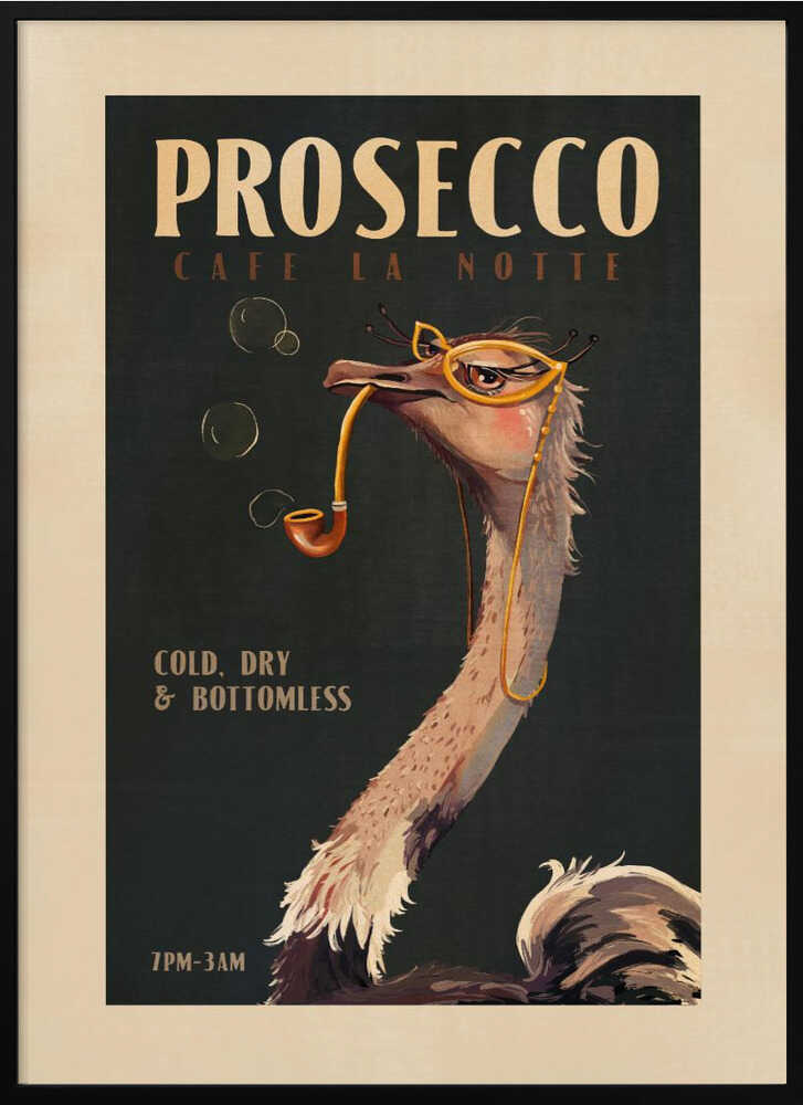 Art Deco Prosecco Wall Art Of An Ostrich