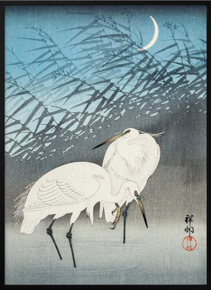 Egrets and Reeds In Moonlight (1926)