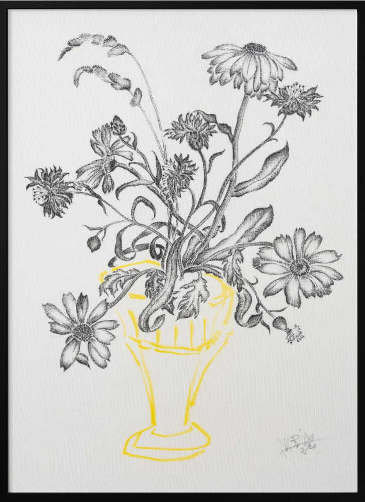 Wildflowers in Yellow Vase