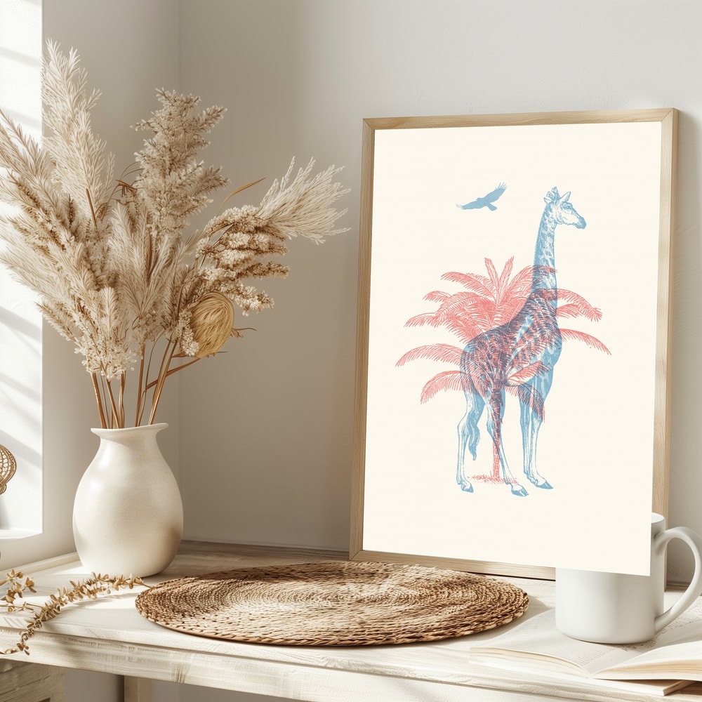 Vintage Safari Giraffe Palms