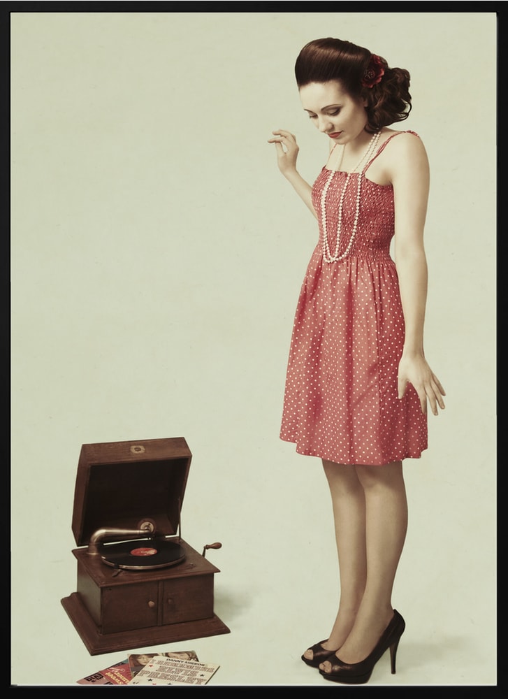 Vintage Woman and Gramophone