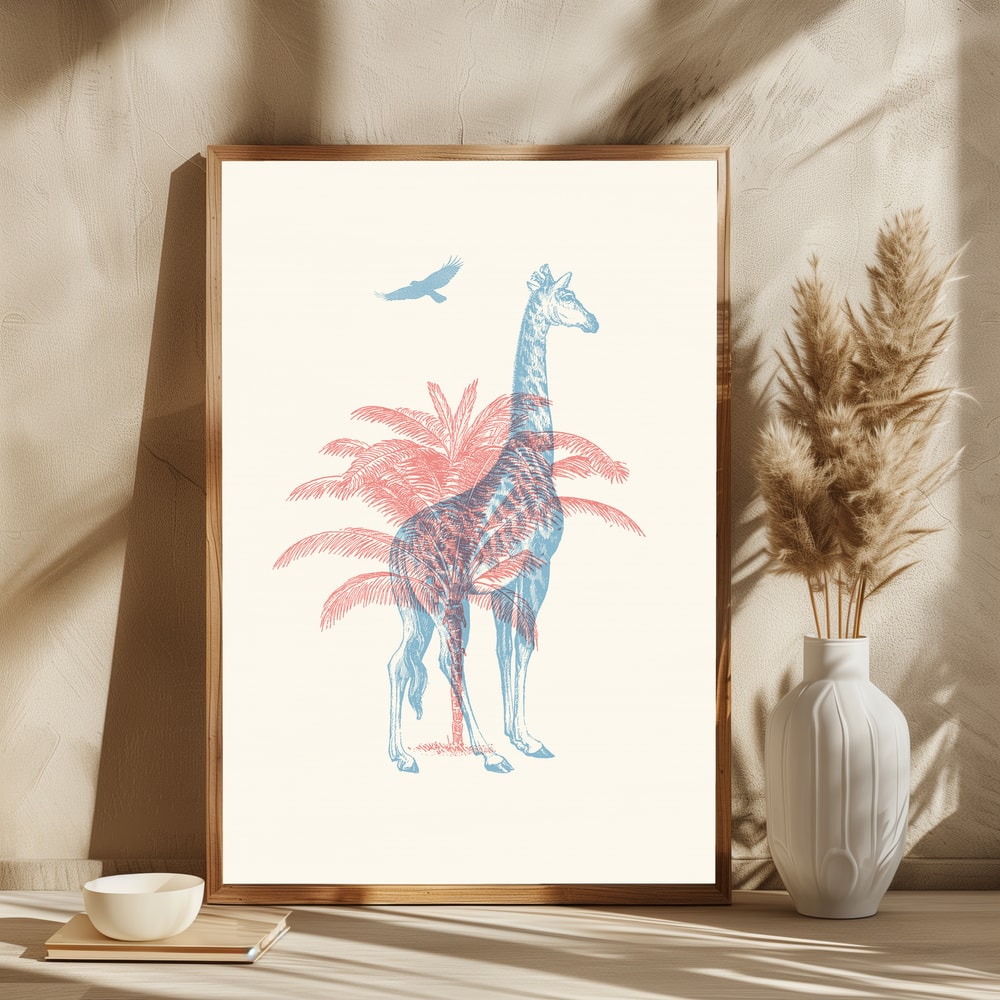 Vintage Safari Giraffe Palms