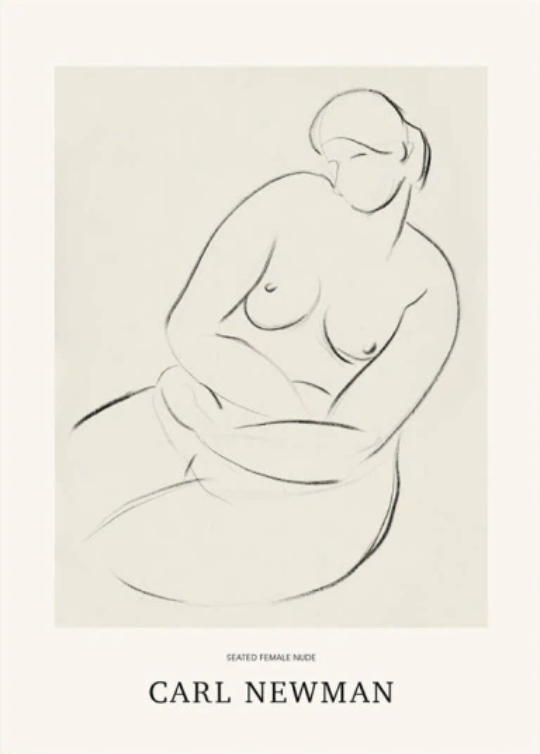 Sitting female nude Plakat af Carl Newman