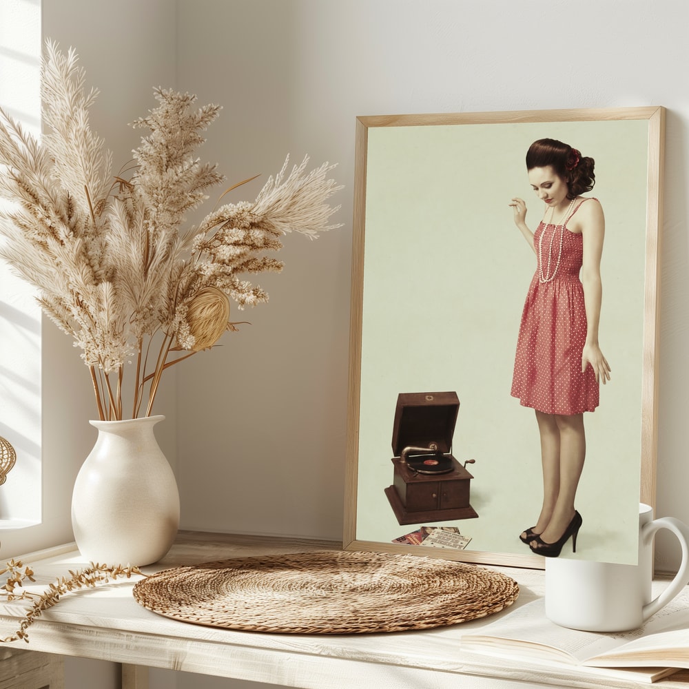 Vintage Woman and Gramophone