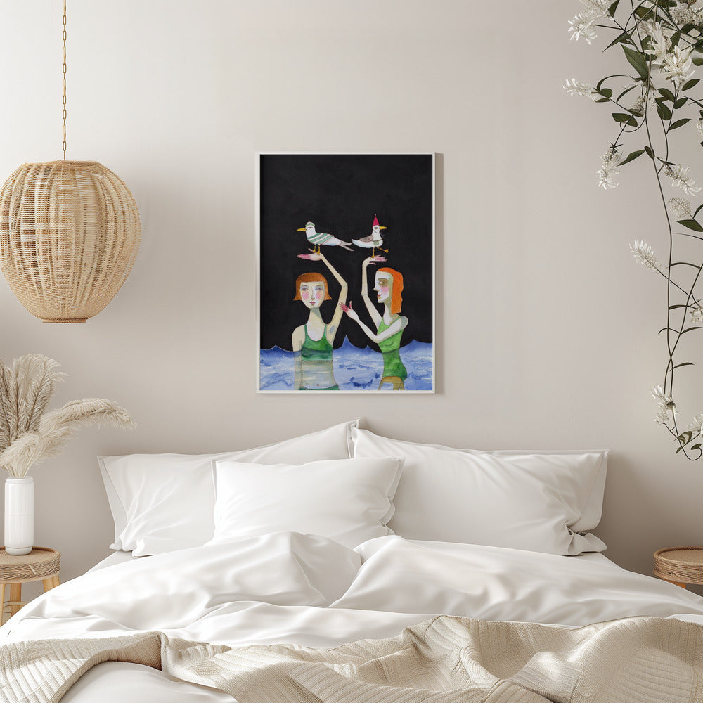 Best Friends Swimming with birds