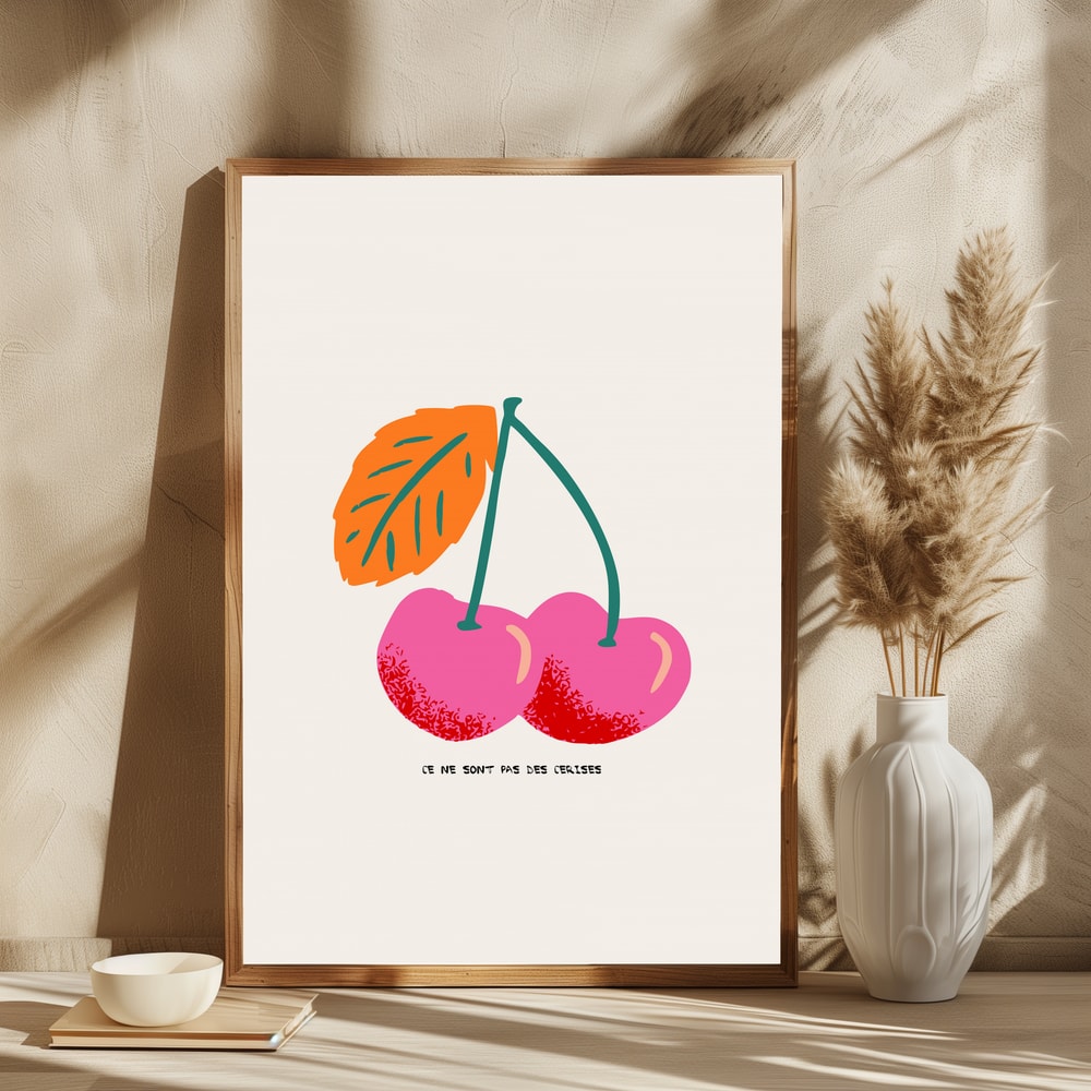 Pink Cherries Illustration