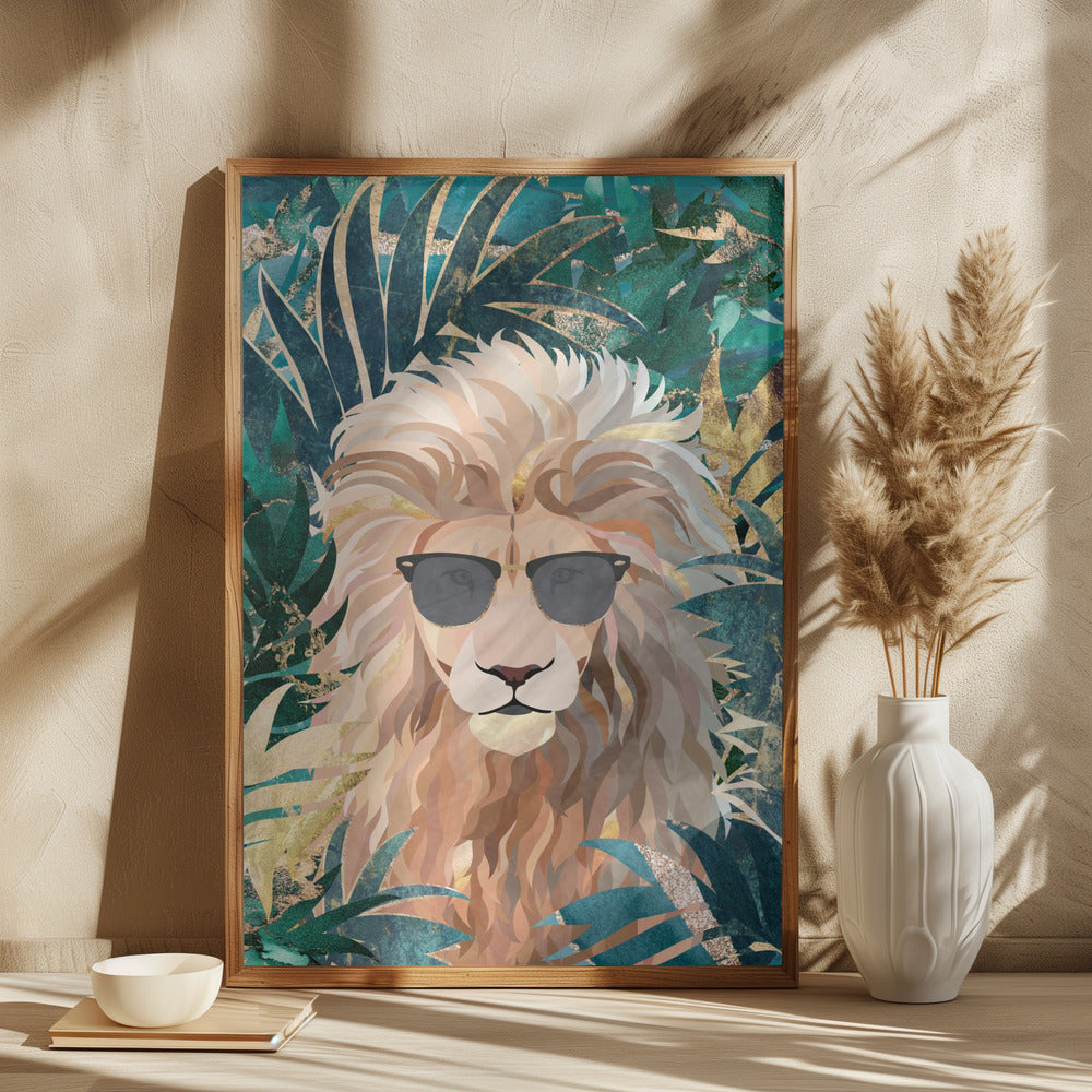 Cool Tropical Lion in Sunglasses - plakatstore