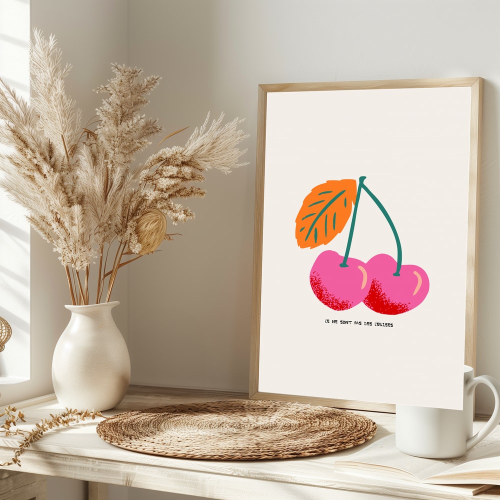 Pink Cherries Illustration
