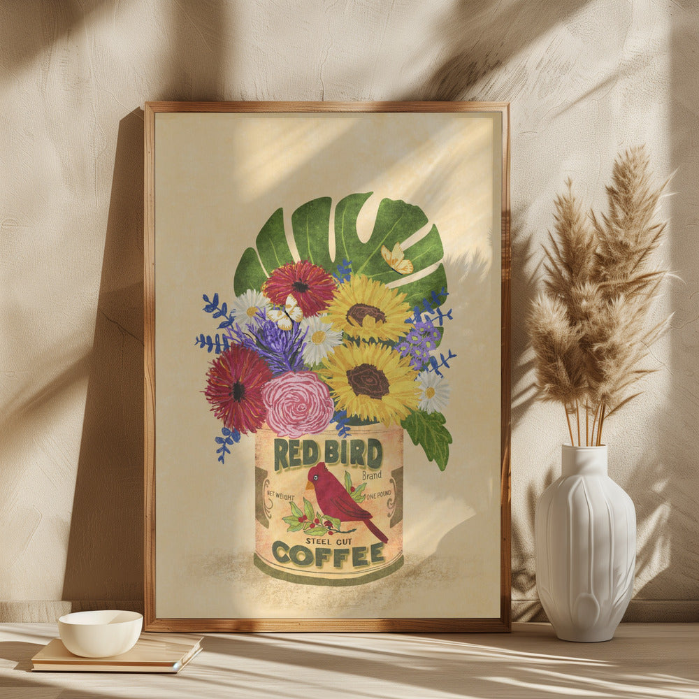 Flowers In a Vintage Coffee Can - plakatstore