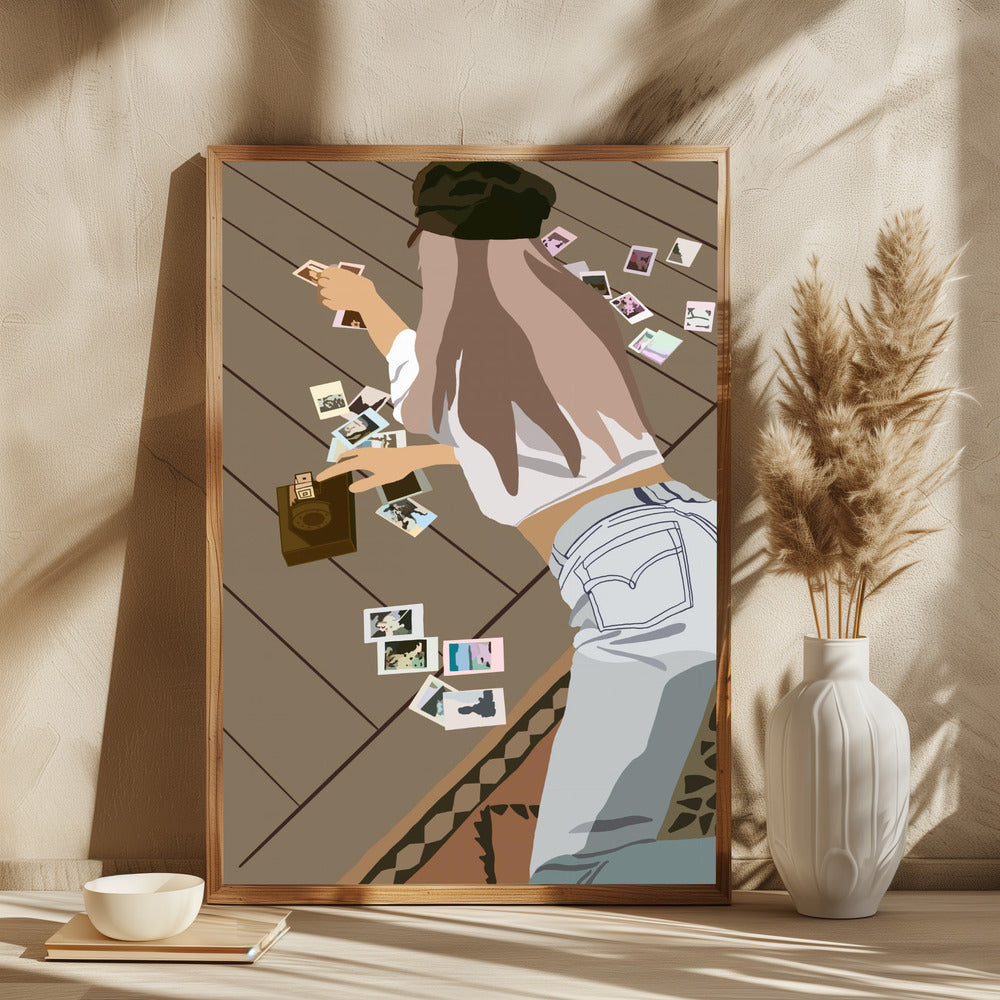 Girl Sorting Polaroids - plakatstore