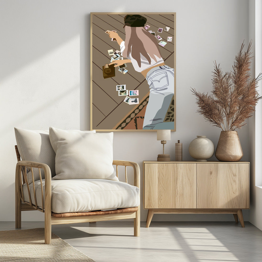 Girl Sorting Polaroids - plakatstore