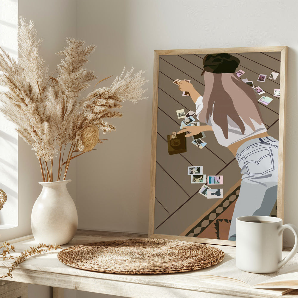 Girl Sorting Polaroids - plakatstore