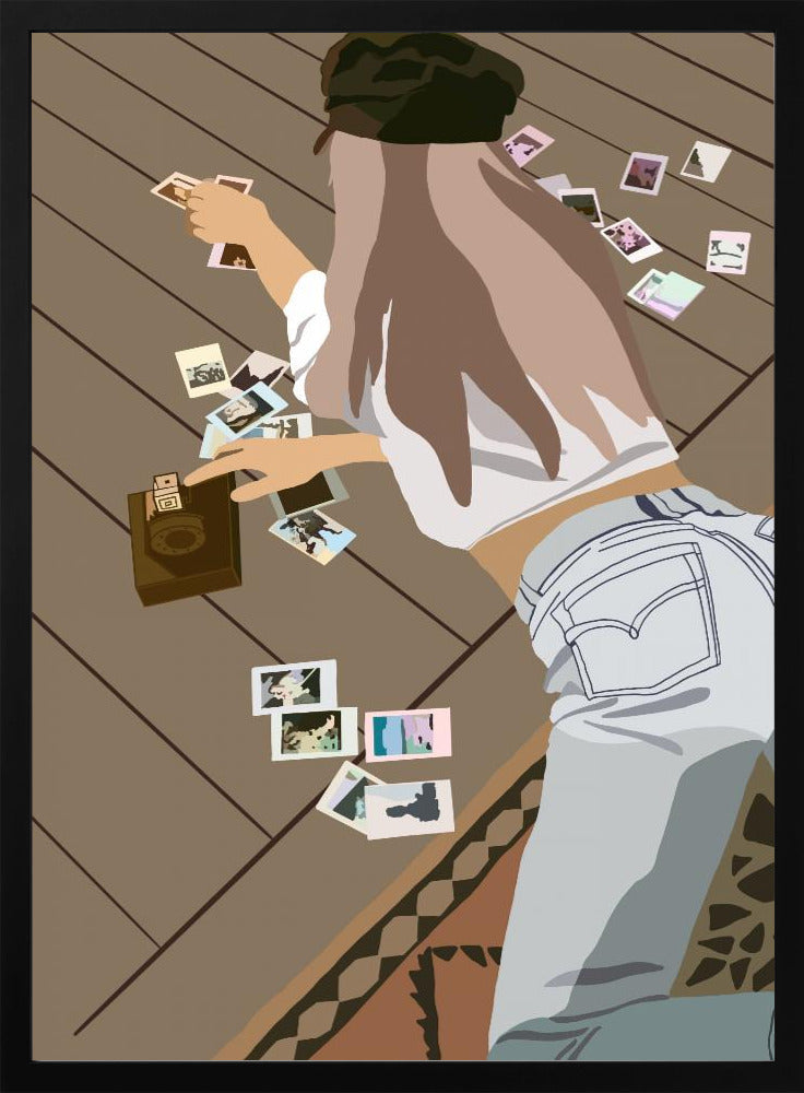 Girl Sorting Polaroids - plakatstore