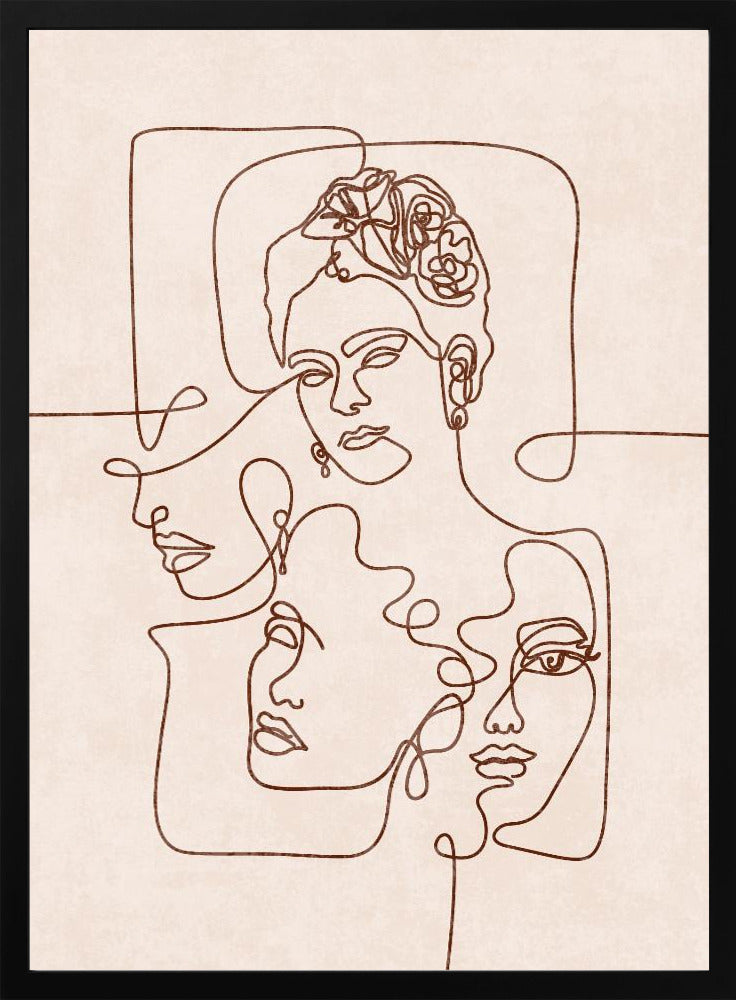 Line Art Woman Heads - plakatstore