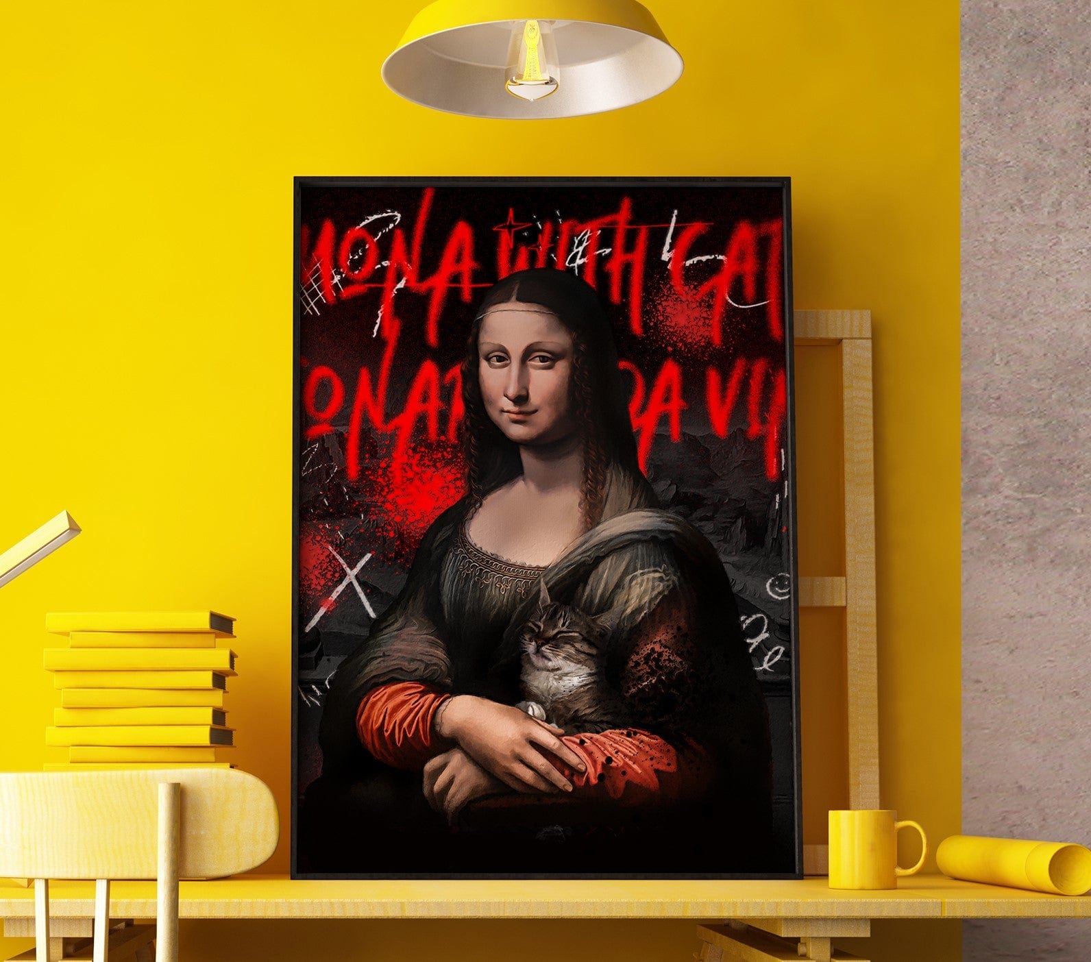 Mona Lisa Med Kat Plakat