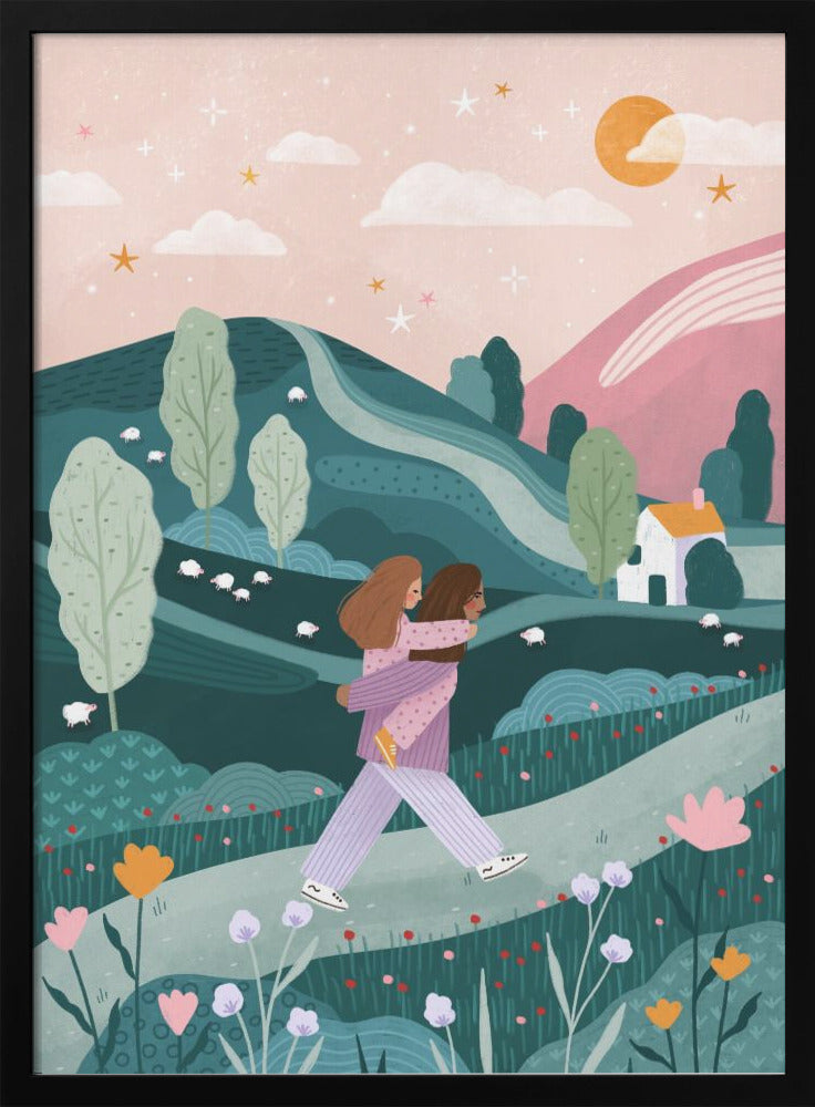 Mummy Daughter Countryside Walk - plakatstore