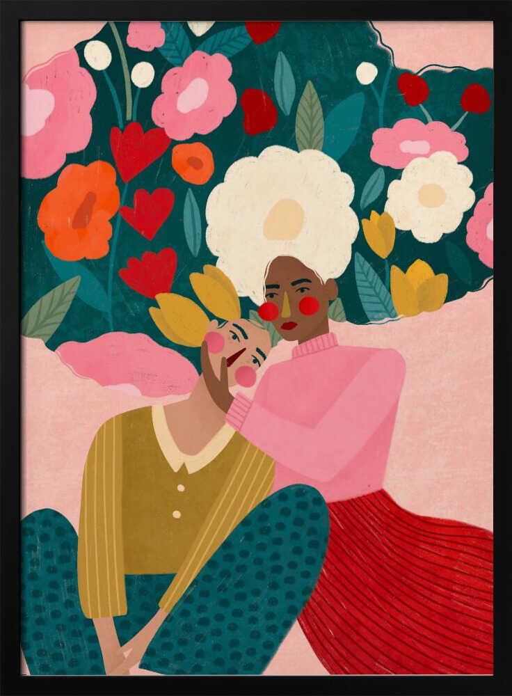 Embracing Couple In Floral Embrace