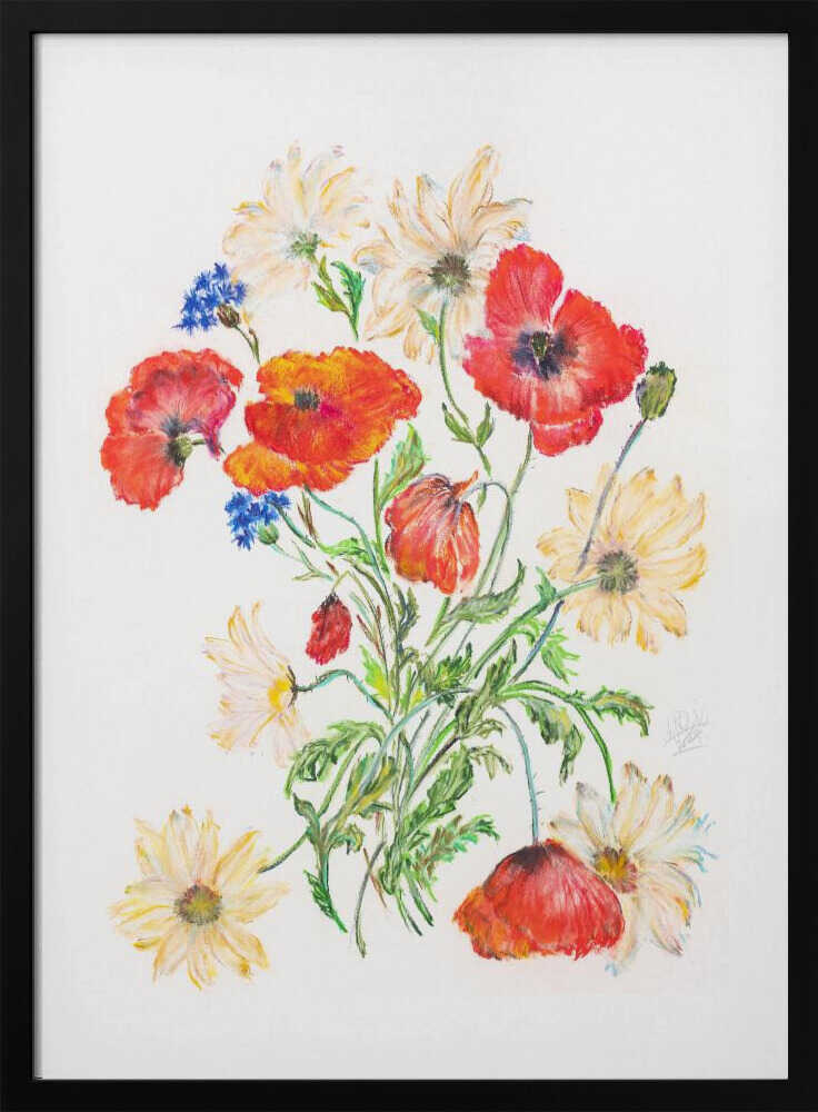 Vibrant Poppy Daisy Bouquet