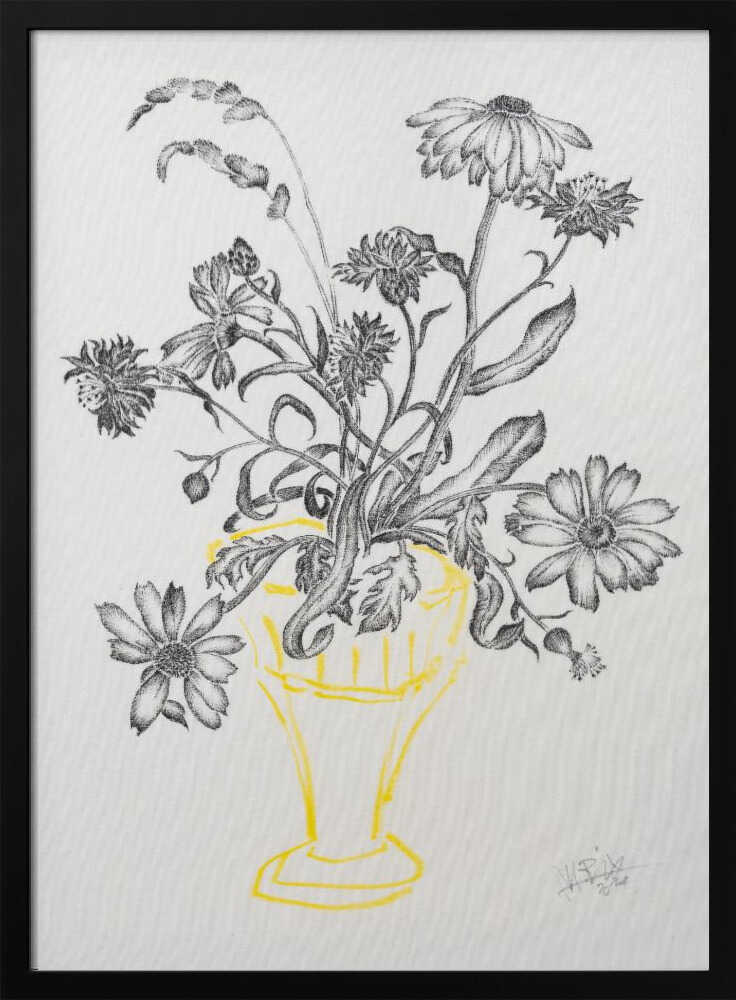 Wildflowers in Yellow Vase