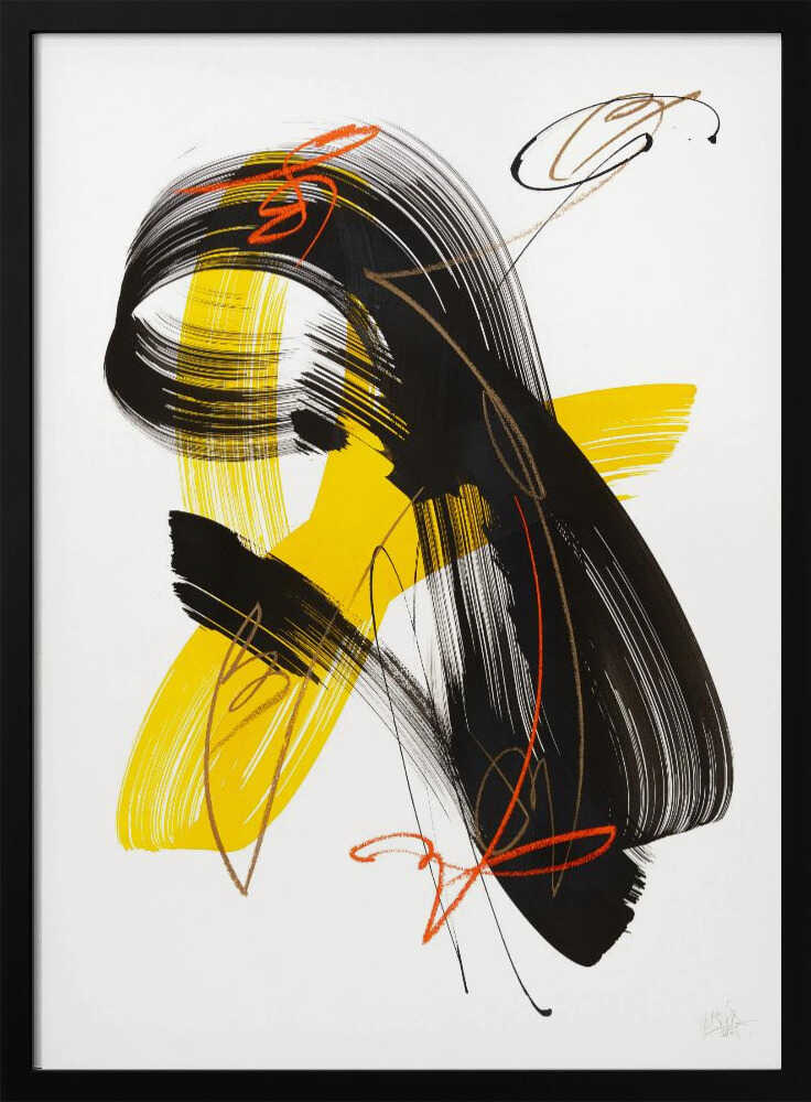 Abstract Yellow Black Swirl