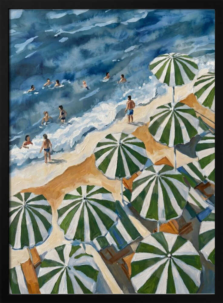 Green Striped Beach Umbrellas