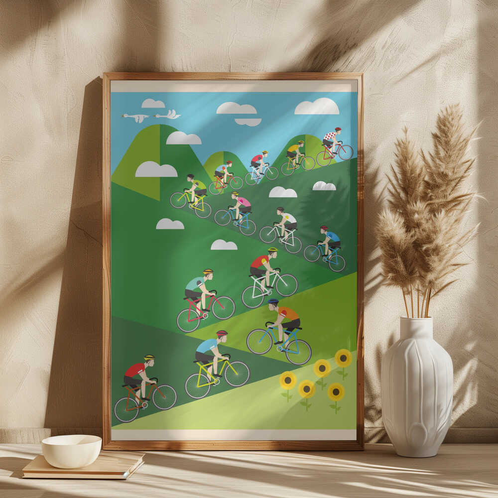 Hill Climb Cycling Art Print
