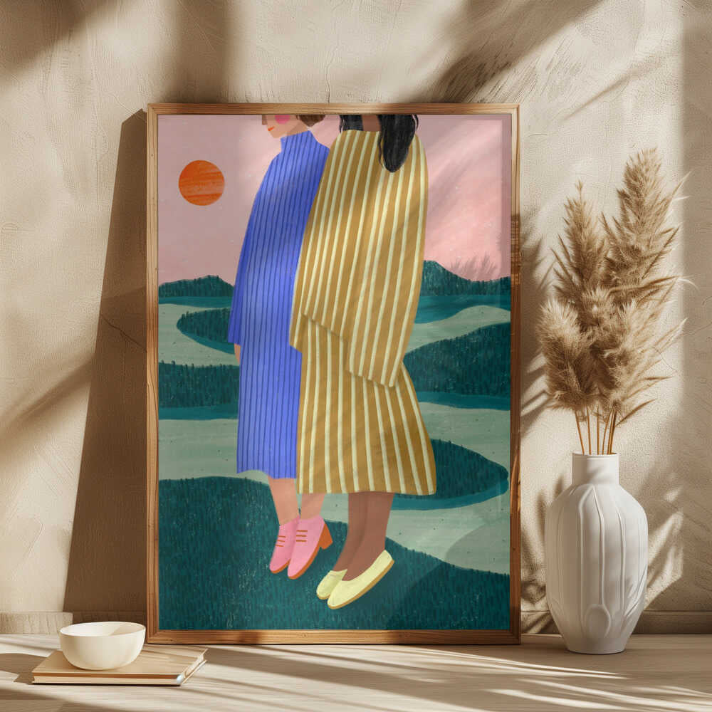 Friends With Striped Dresses