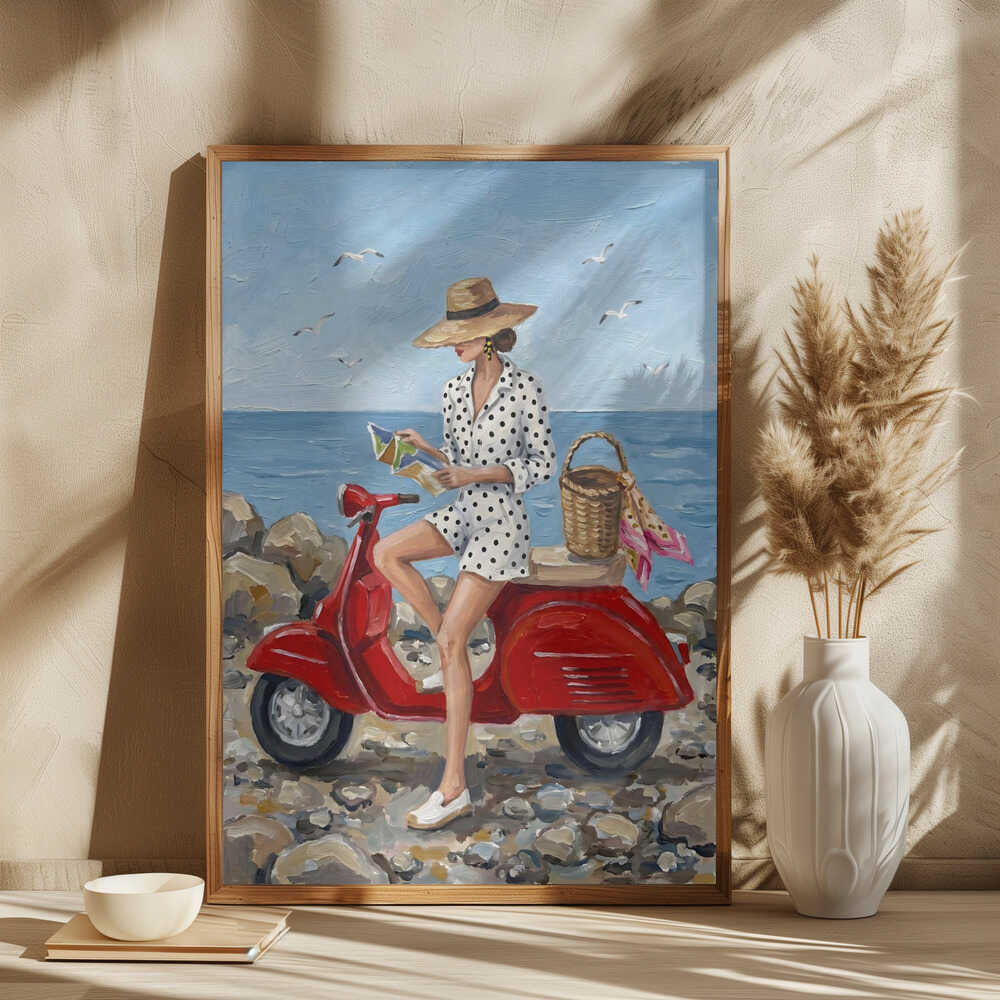 Stylish Woman Beach Scooter