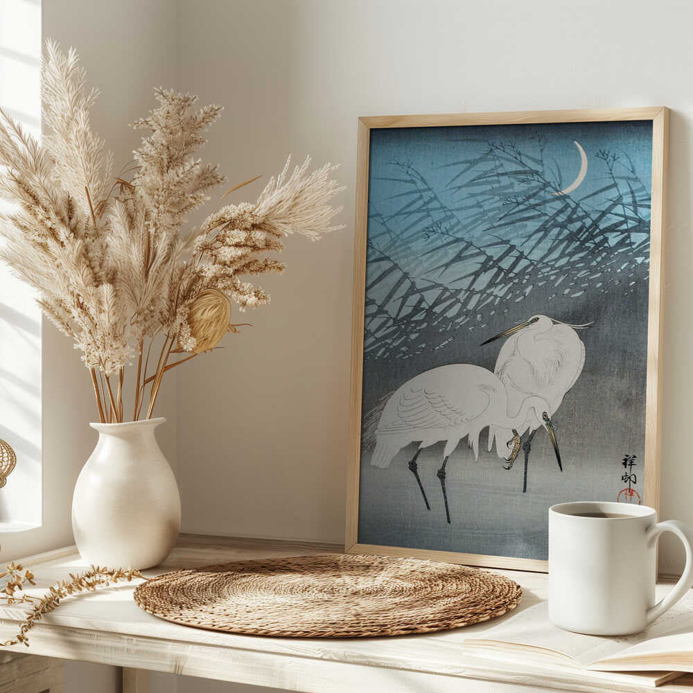 Egrets and Reeds In Moonlight (1926)