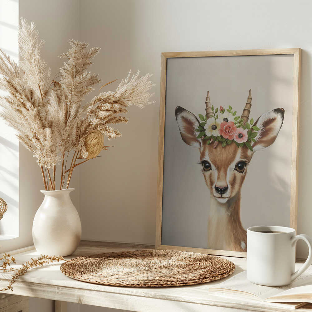 Deer Adorned With A Floral Crown