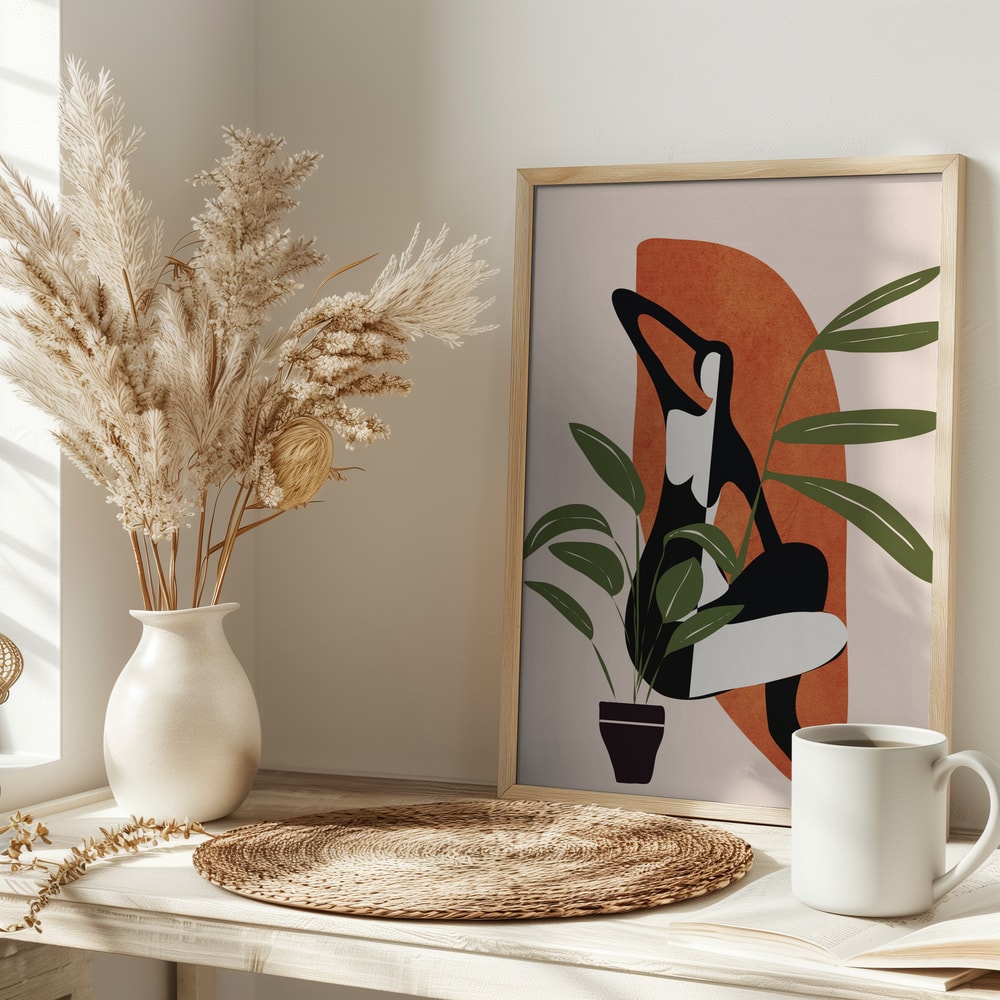 Serene Woman and Plant