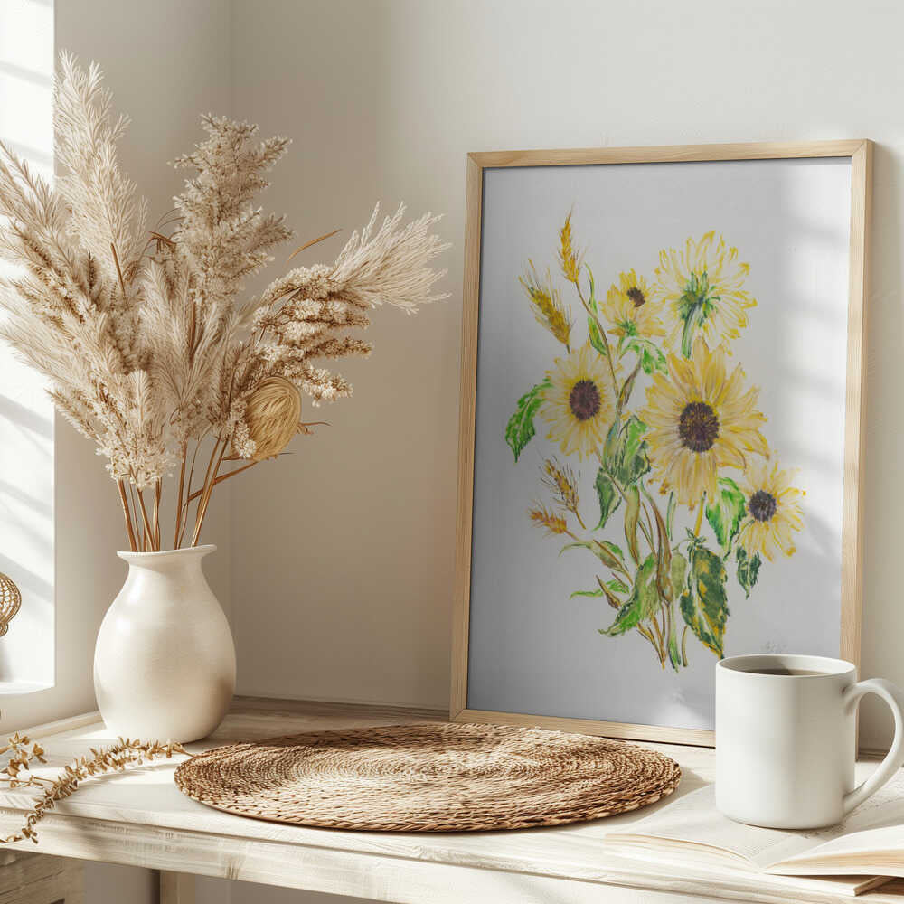 Golden Sunflowers and Wheat