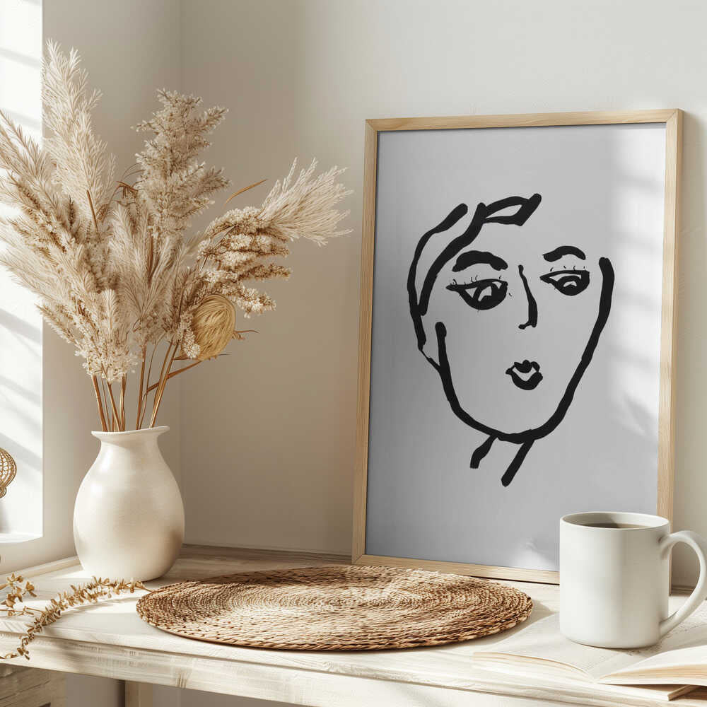 Pensive Woman Line Art