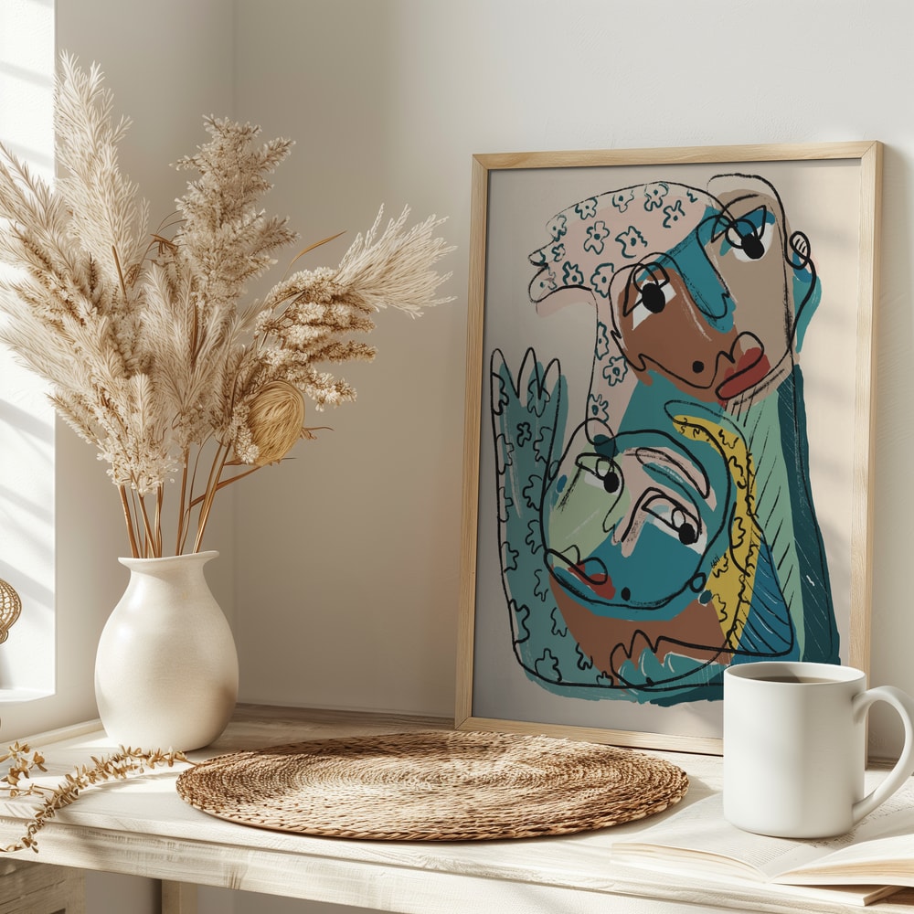 Abstract Faces Embrace