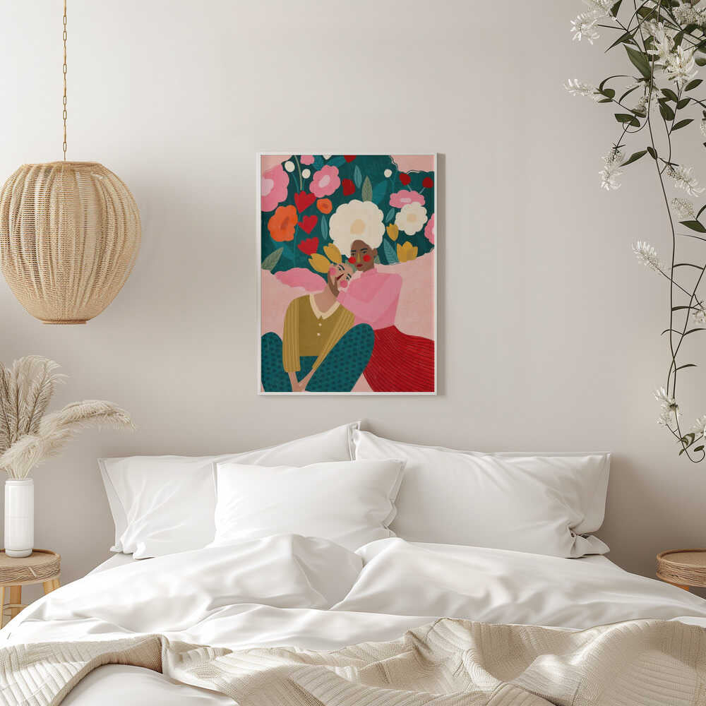 Embracing Couple In Floral Embrace
