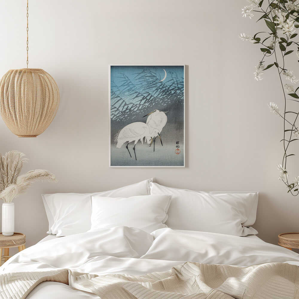 Egrets and Reeds In Moonlight (1926)