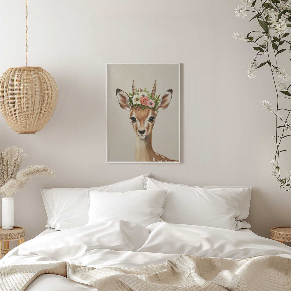 Deer Adorned With A Floral Crown
