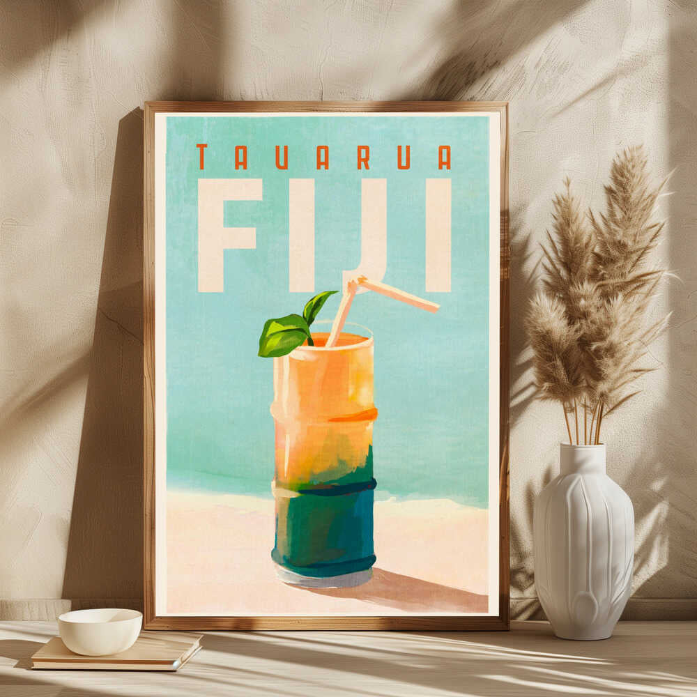 Tavarua Fiji Cocktail Poster Travel Art