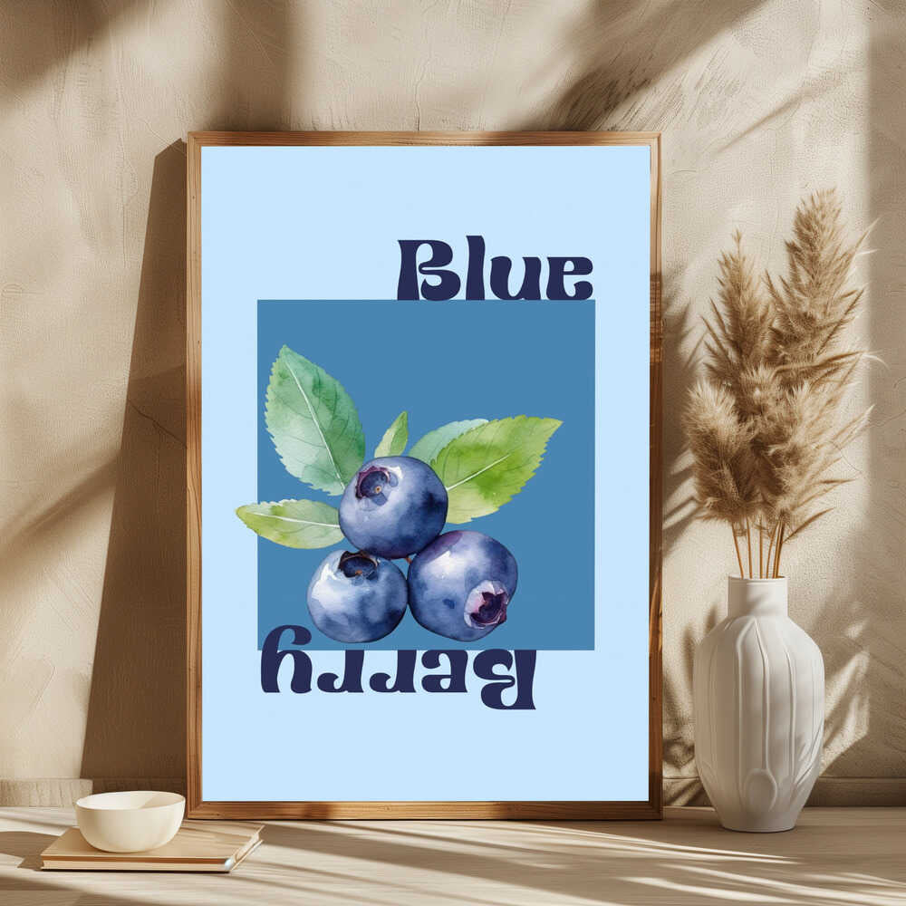 Blueberries With Green Leaves