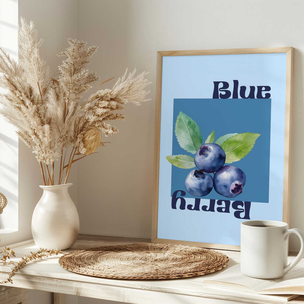 Blueberries With Green Leaves