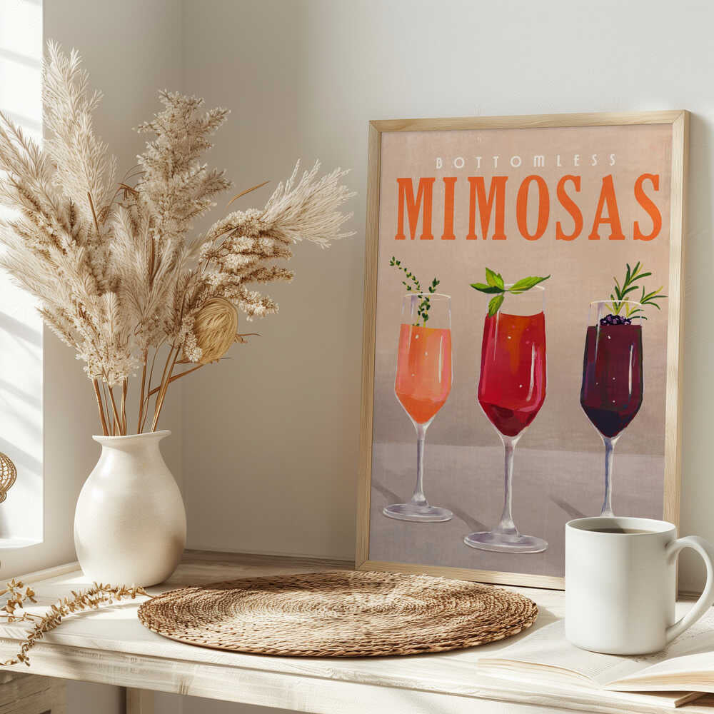 Bottomless Mimosas Pastel Cocktail Bar Art