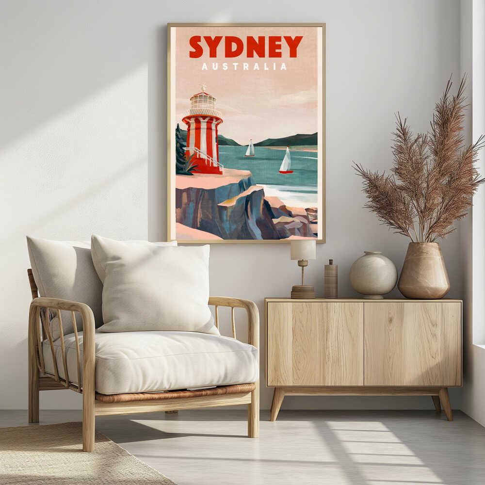 Sydney Australia Lighthouse Nautical Travel Art