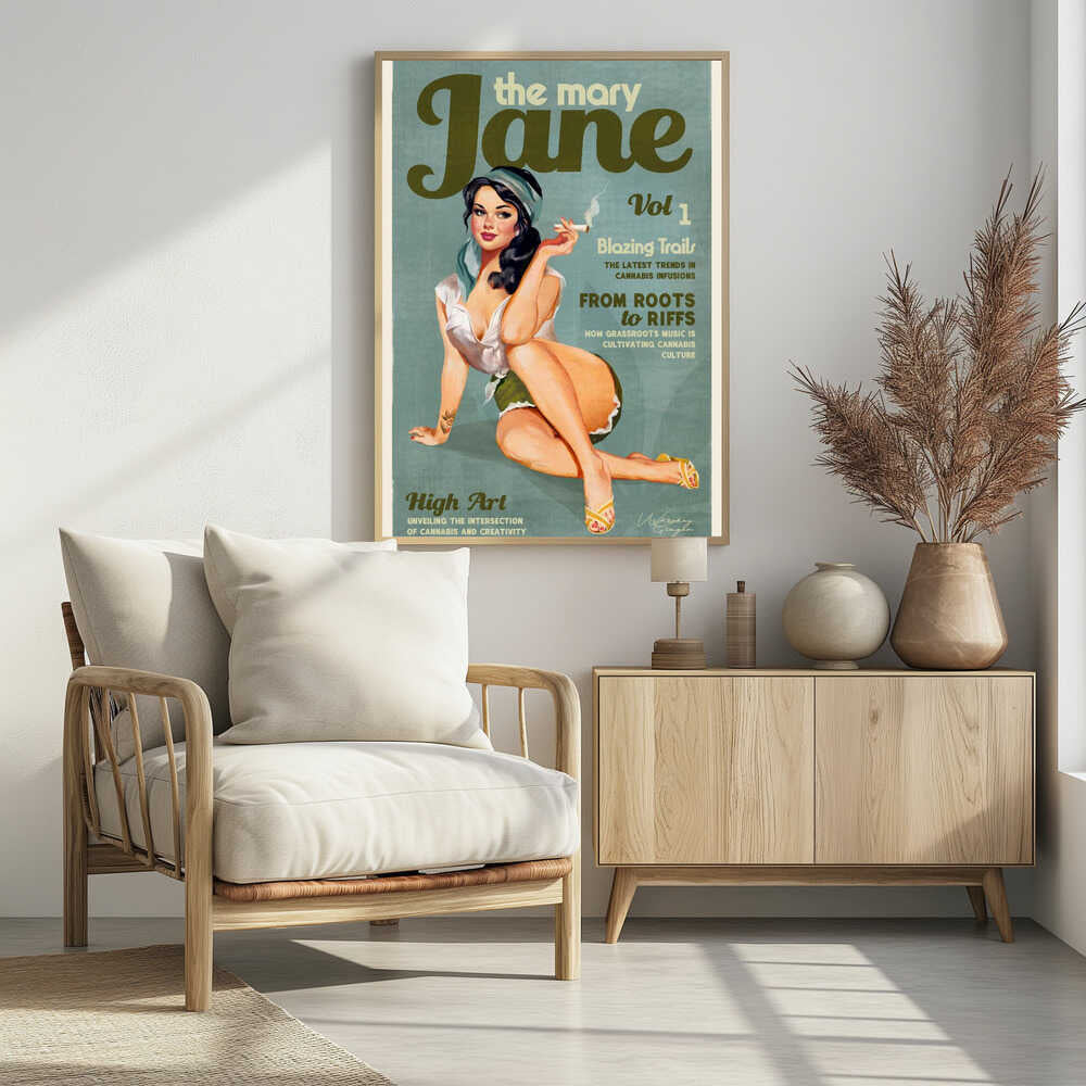 Mary Jane Retro Vintage Pinup Cannabis Art