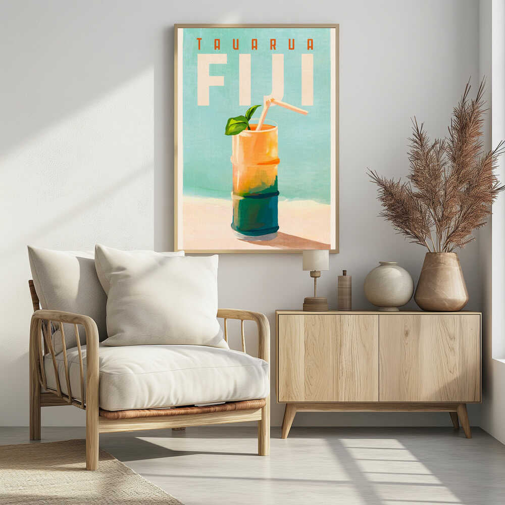 Tavarua Fiji Cocktail Poster Travel Art