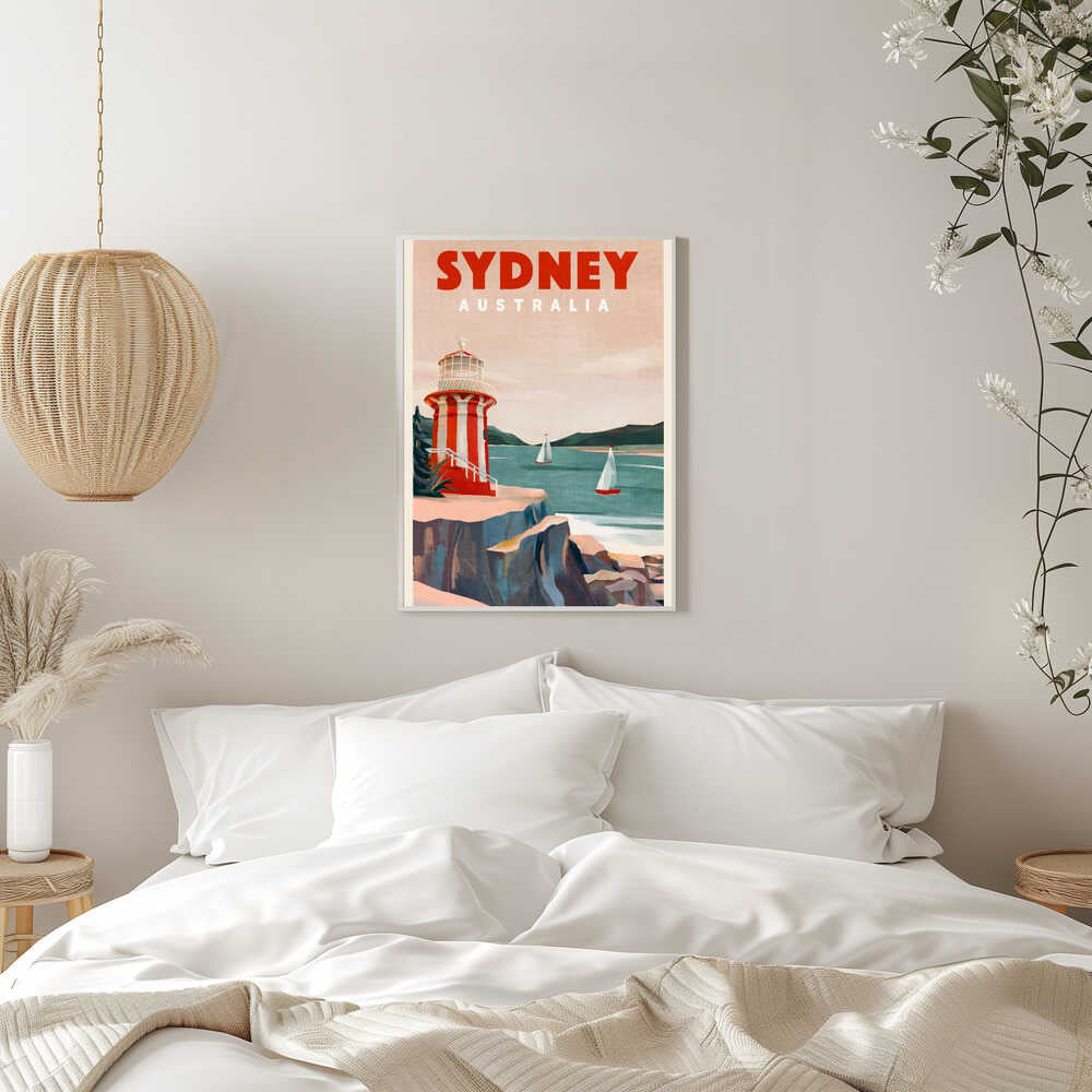 Sydney Australia Lighthouse Nautical Travel Art