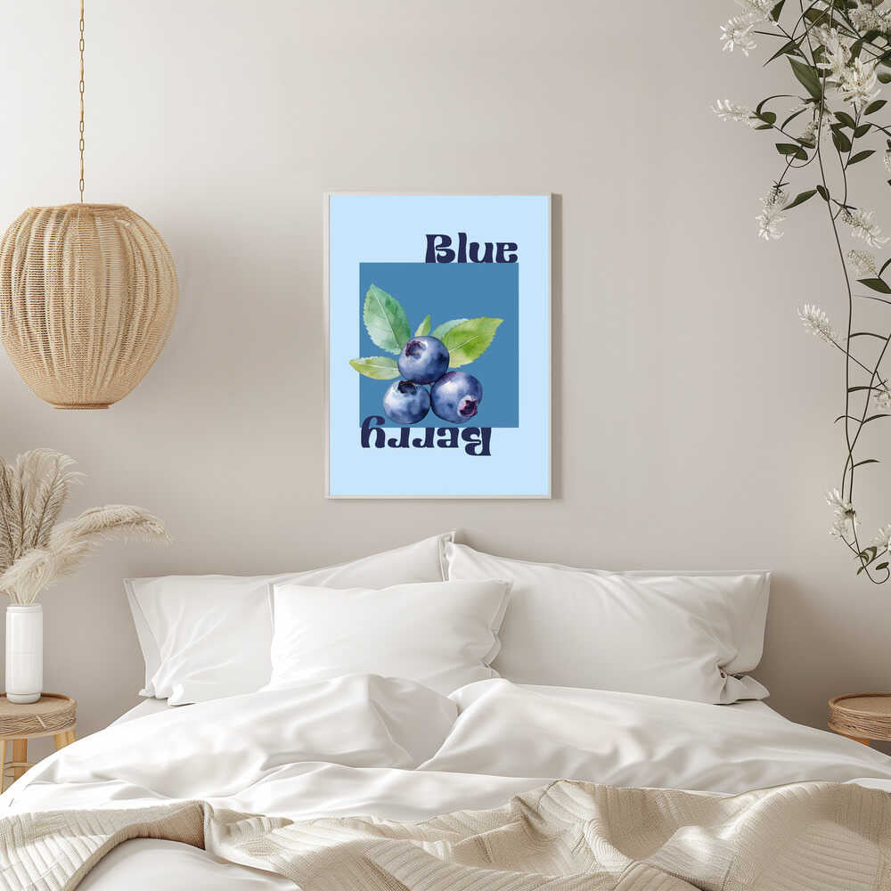 Blueberries With Green Leaves