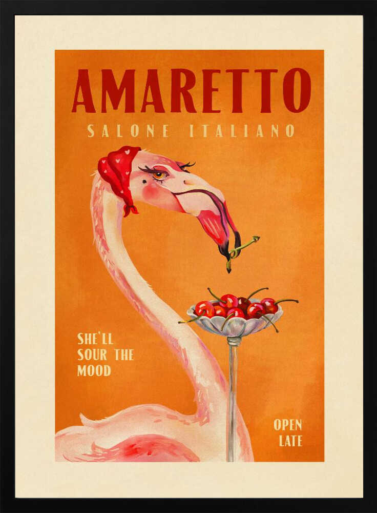 Amaretto Flamingo Art Deco Italian Cafe Travel Art
