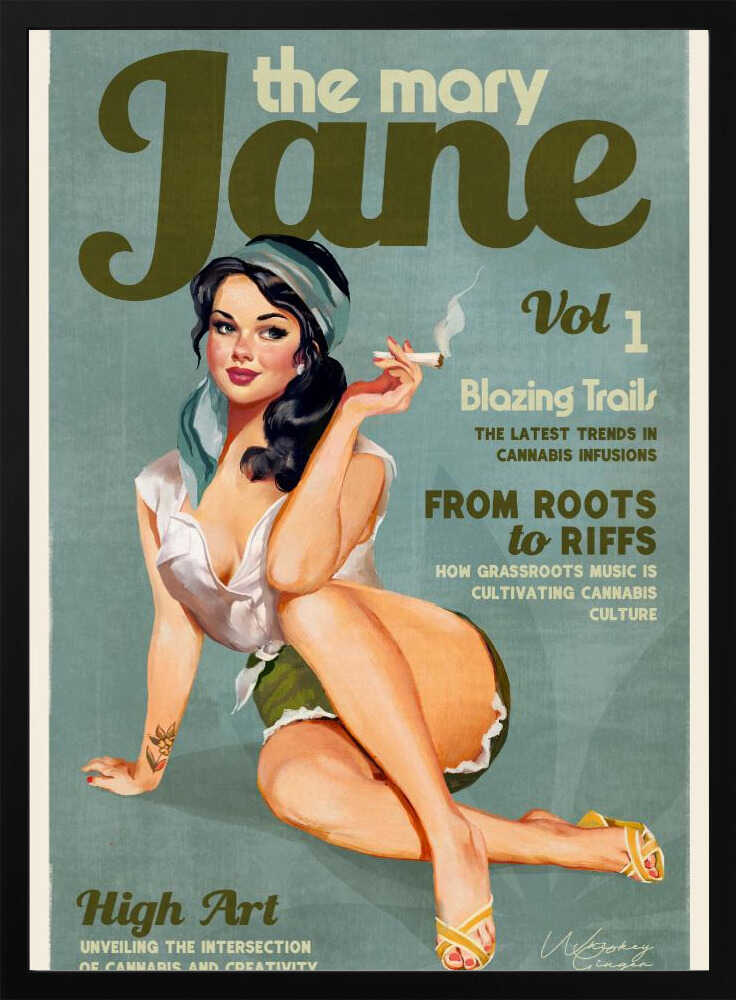 Mary Jane Retro Vintage Pinup Cannabis Art