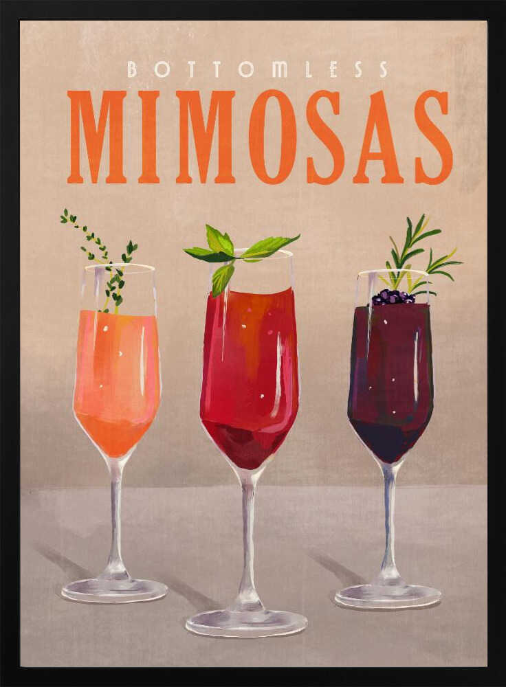 Bottomless Mimosas Pastel Cocktail Bar Art