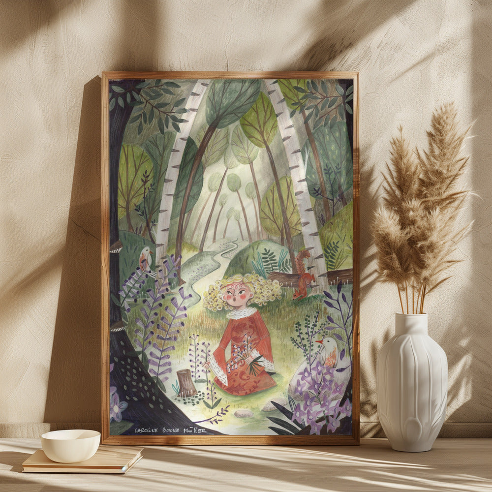 Princess in the forest with flowers - plakatstore